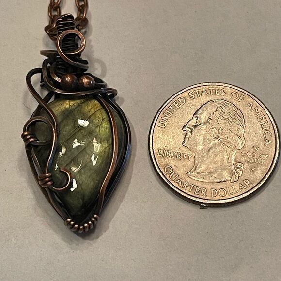 NWT DebbyTammy 16” handmade Labradorite teardrop stone necklace - Picture 6 of 12